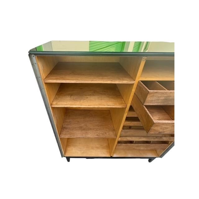 Vintage Scandinavian Linen Cabinet Attributed to Bodafors With Custom Black Mirror Top For Sale In Miami - Image 6 of 14