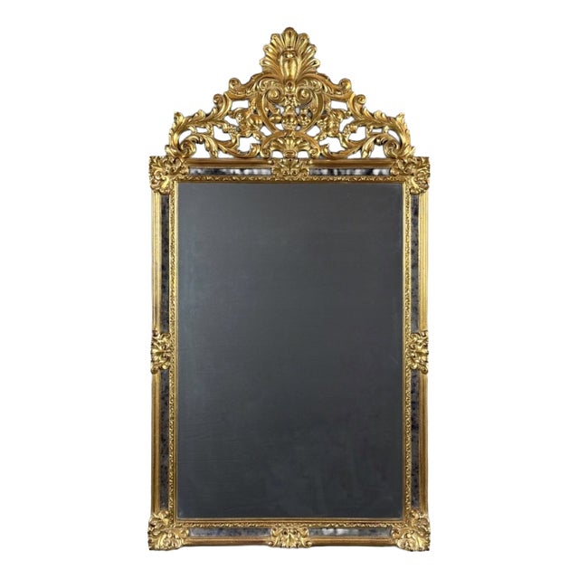 20th Century Louis XV Carved and Gilded Wooden Mirror For Sale