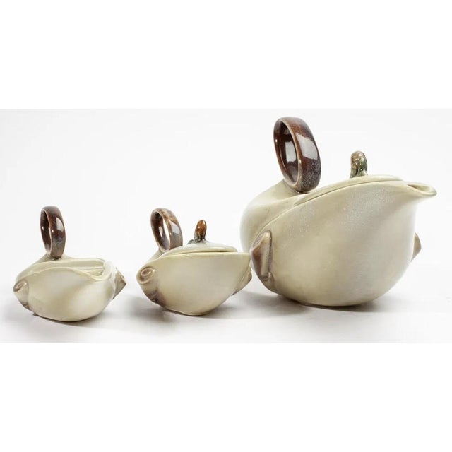 1950s 1950s Mid-Century Modern Hull Pottery Parchment & Pine Tea Set - 3pcs For Sale - Image 5 of 6