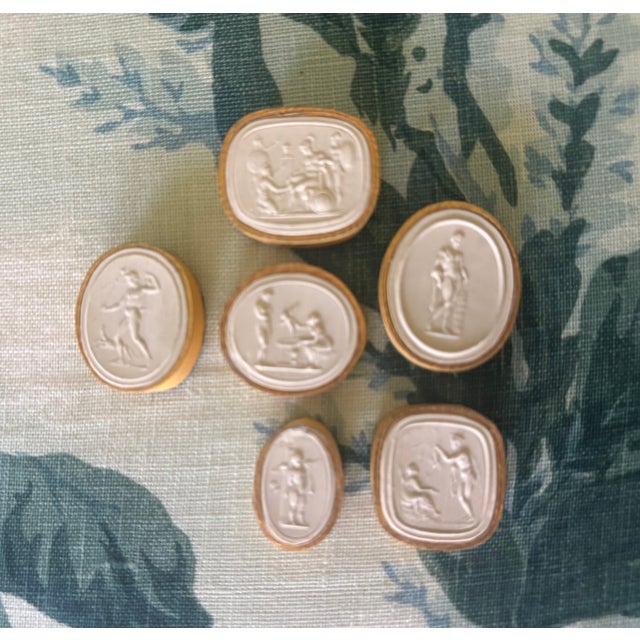 Metal Antique Italian Grand Tour Plaster Intaglios - Set of 6 (Group #6) For Sale - Image 7 of 14