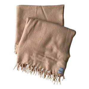 Opulent Felted Cashmere Blanket With Fringe (Honey)