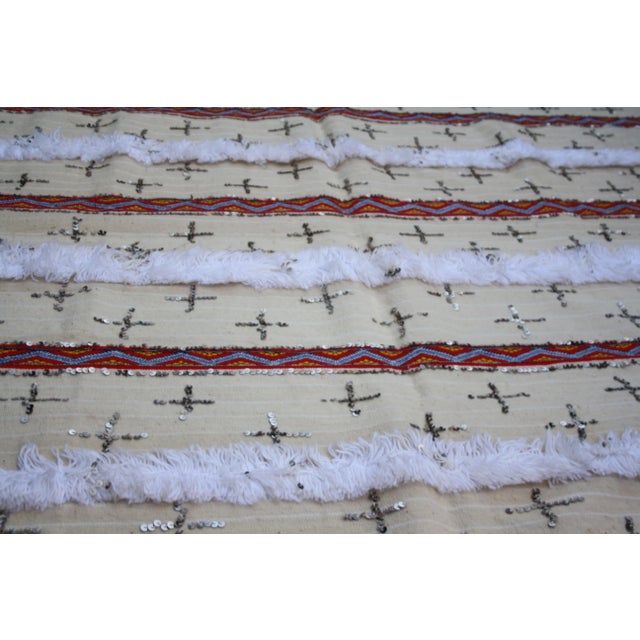 Mid 20th Century Moroccan Blanket W/ Orange & X-Pattern For Sale In New York - Image 6 of 7