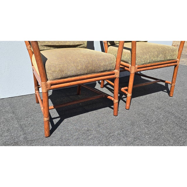 Pair of Vintage McGuire Orlando Diaz-Azcuy Bamboo Rattan Chairs W Leather Straps For Sale - Image 13 of 18