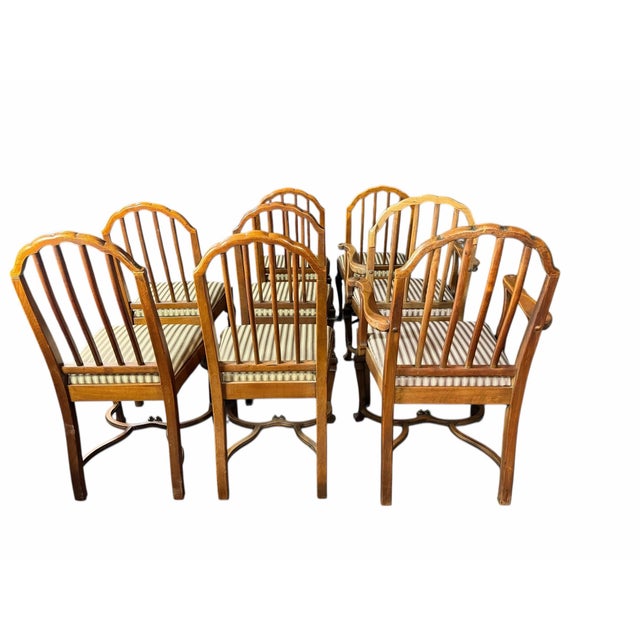 Traditional Vintage Stickley Walnut Dining Chairs Set of 8 For Sale - Image 3 of 12