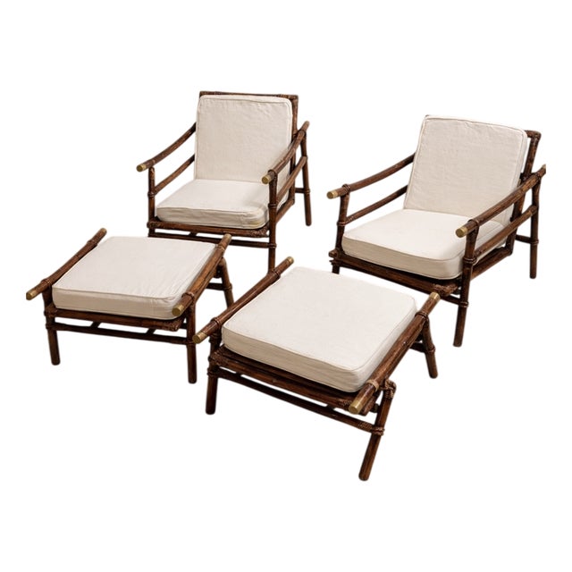 Vintage Chairs and Ottomans by John Wisner, 1954, Set of 4 For Sale