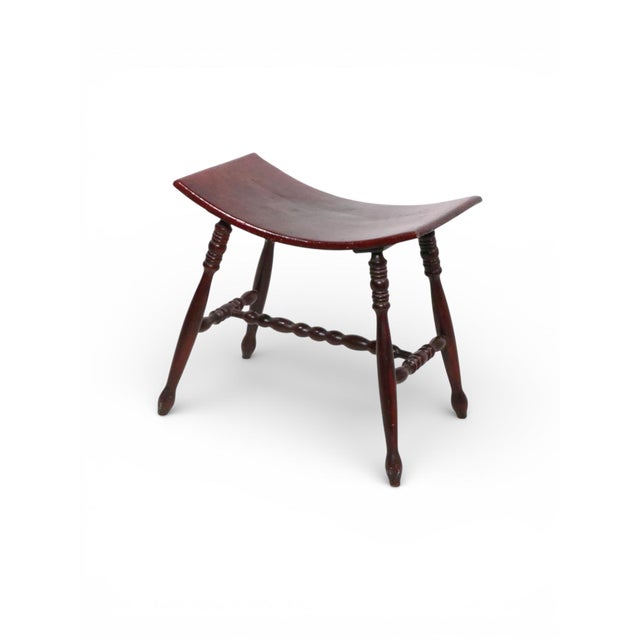 Late 19th Century Late 19th Century Victorian Saddle Seat Ottoman Footstool Bench For Sale - Image 5 of 7