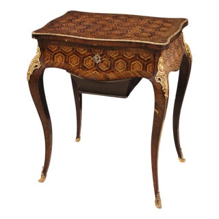 19th Century Napoleon III Inlaid Sewing Table, 1880s For Sale