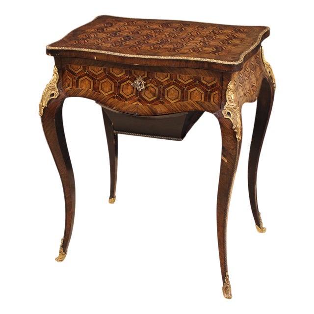 19th Century Napoleon III Inlaid Sewing Table, 1880s For Sale