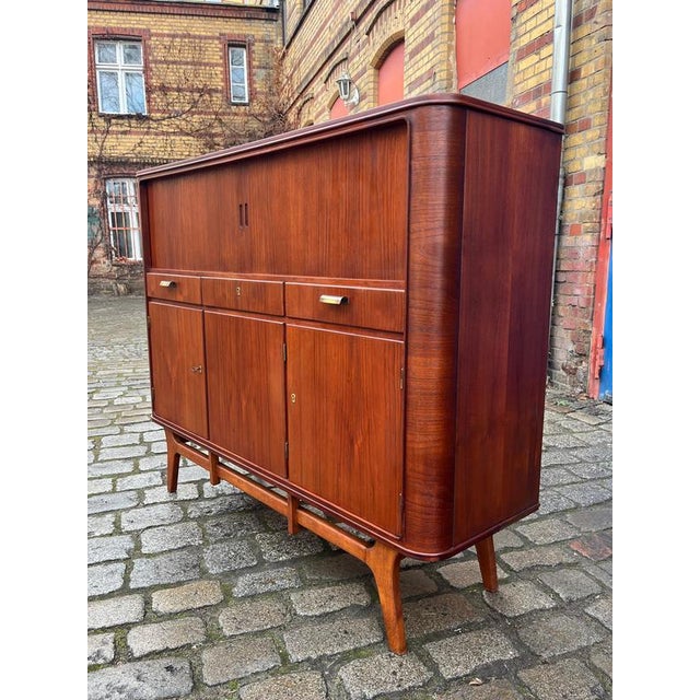 Danish Teak Highboard with Louvered Doors For Sale - Image 11 of 11