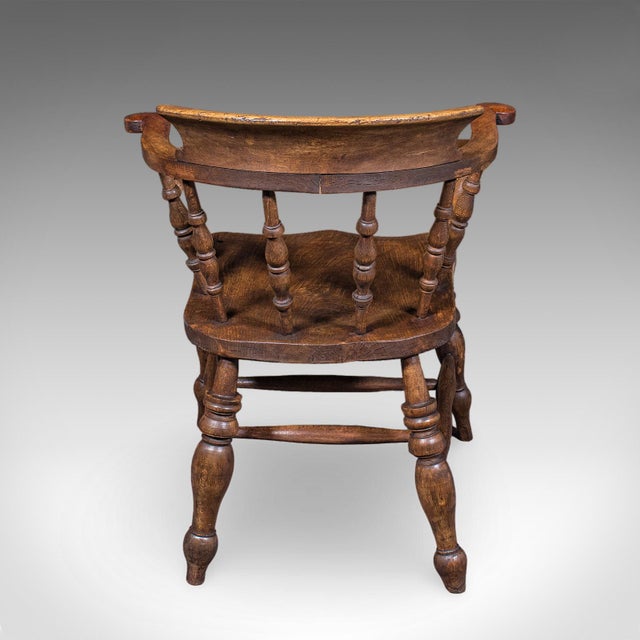Antique Smoker's Bow Chair, English, Country House Elbow Seat, Edwardian, 1904 For Sale - Image 4 of 12