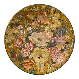 Vintage Mid-Century Chinese Modern Millefleur Porcelain Decorative Wall Plate For Sale