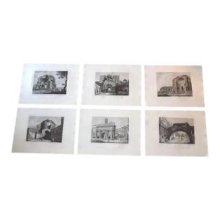 Authentic Antique Mid 19th C. Imperial Folio Size Copperplate Engraved Views of Rome - Set of 6 For Sale
