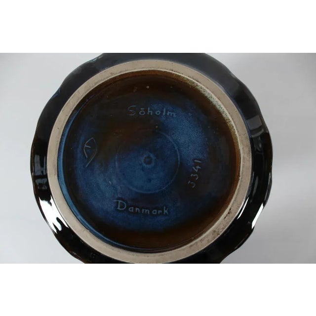 Large Danish Floor Vase with Blue Glossy Glaze by Einar Johansen for Søholm, 1960s For Sale - Image 10 of 11