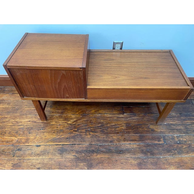 Wood The Gossip Table/Telephone Bench a Danish Vintage 1970s Mid-Century Modern For Sale - Image 7 of 8