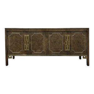 Mastercraft Burl Wood & Brass Credenza Mid Century Modern by William Doezema