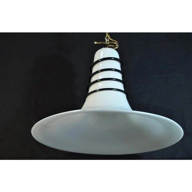 Vintage Mid Century Modern Murano Blown Glass Bell Pendant Chandelier Light Fixture. Circa Mid 20th Century. Measurements:...