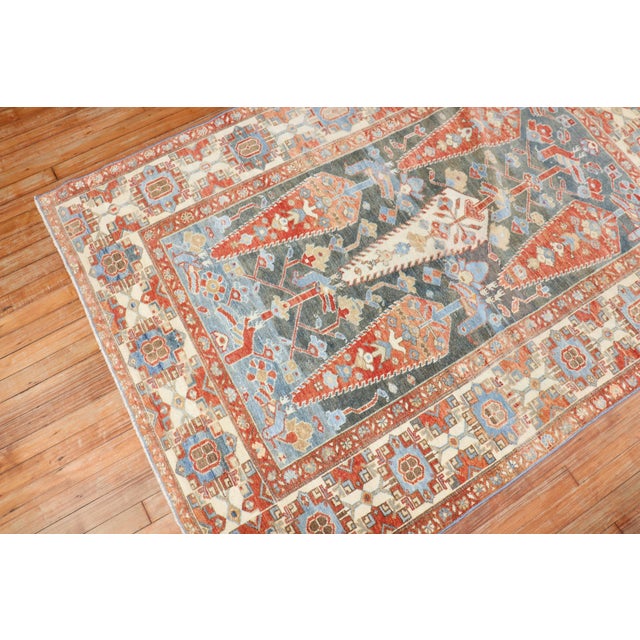 Antique Zabihi Collection Dramatic Accent Size Persian Bakhtiari Rug - 4'7" x 6'5" For Sale In New York - Image 6 of 6