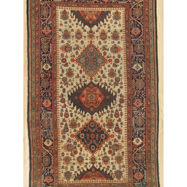 Antique Persian Malayer Carpet, Geometric Design, Ivory, Green, Navy Circa 1890 For Sale - Image 9 of 18