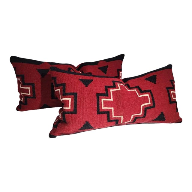 Early 20th Century Hand Woven Weaving Pillows -Pair For Sale