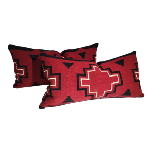 Early 20th Century Hand Woven Weaving Pillows -Pair