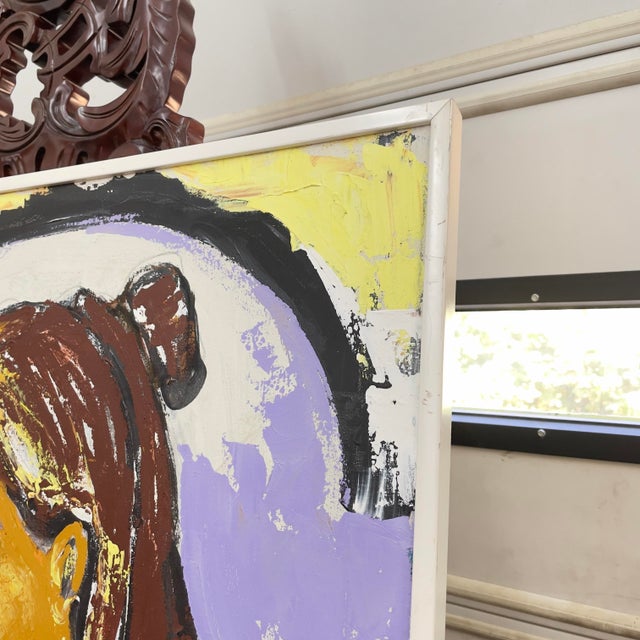 Purple Central European Original Oil Portrait of a Woman by Franz Thun For Sale - Image 8 of 9