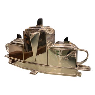 English Art Deco Alpaca Tea Set, 1920s, Set of 4 For Sale