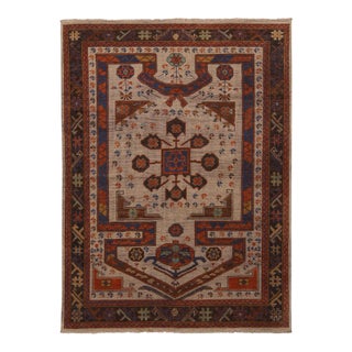 Rug & Kilim Tribal Style Rug, Beige and Red Geometric Pattern, 5x7 For Sale