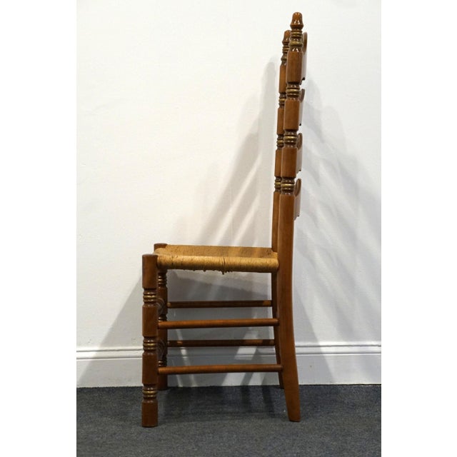 Mid 20th Century Ethan Allen Hand Decorated Collection Solid Hard Rock Maple Hitchcock Style Ladderback Accent Side Chair W. Rush Seat 14-6041 For Sale - Image 5 of 8