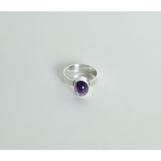 Scandinavian Modern Sterling Silver and Amethyst Ring by N. E., Denmark, 1960s For Sale - Image 9 of 9
