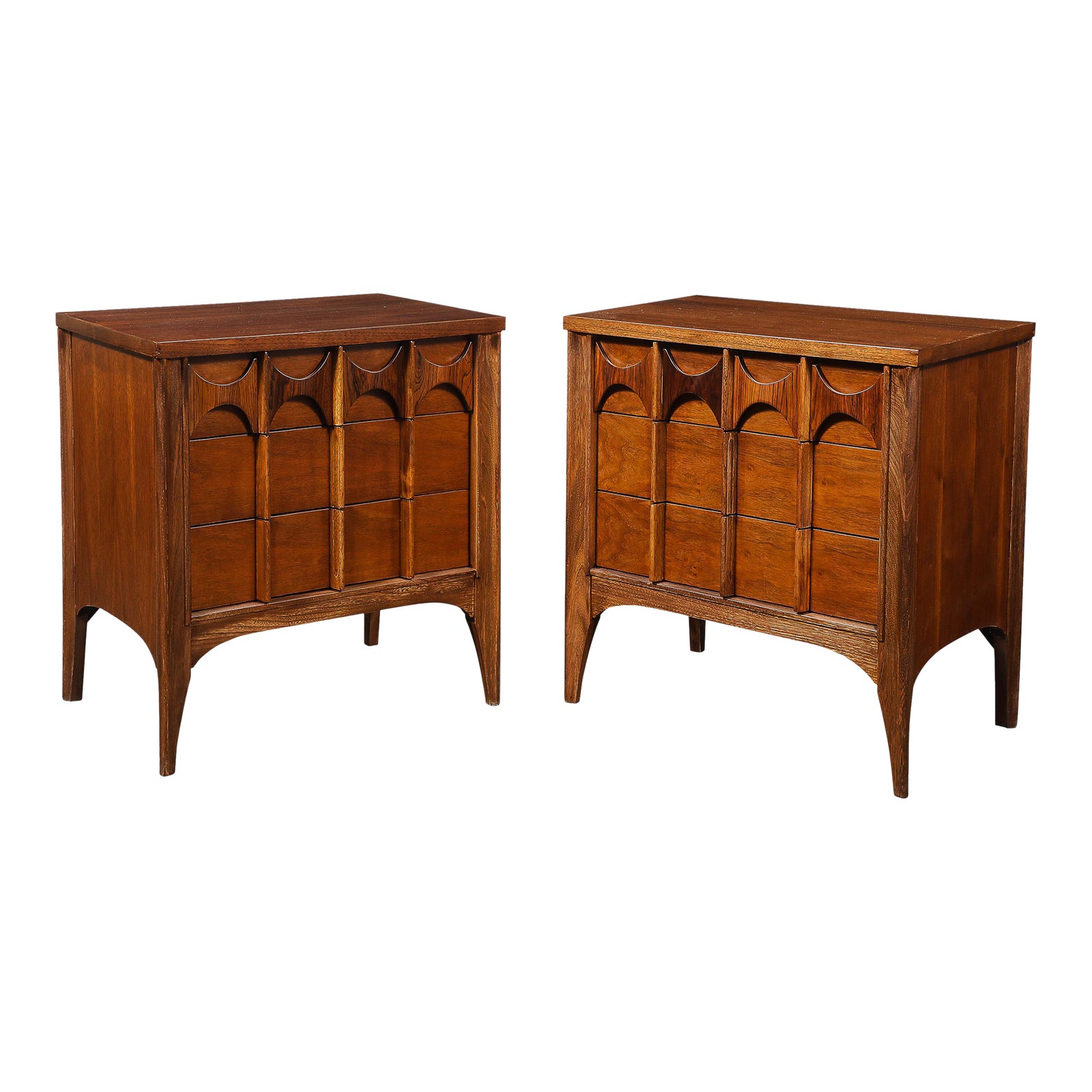 Pair of Mid-Century Perspecta Nightstands W/ Sculptural Front by