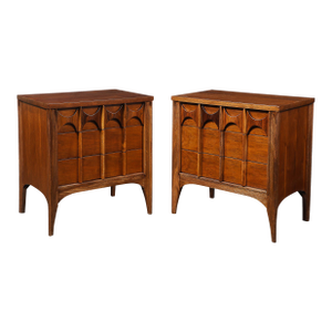 Pair of Mid-Century Perspecta Nightstands W/ Sculptural Front by Kent Coffey