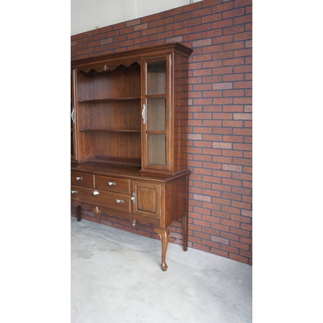 Wood Ethan Allen Georgian Court China Hutch For Sale - Image 7 of 7
