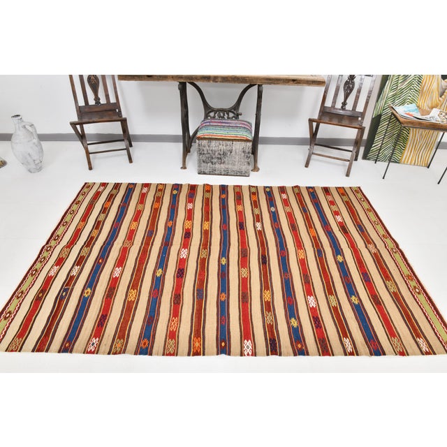 Vintage Turkish Kilim Rug For Sale - Image 4 of 14
