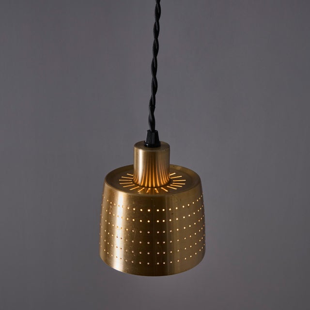 1950s Carl Thore Perforated Brassed Metal Pendant For Sale - Image 9 of 14