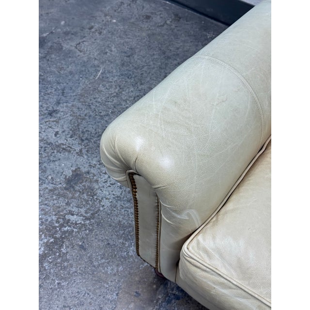 Ivory Benchmade Tipped Ivory Leather Arm Chair For Sale - Image 8 of 12