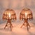 Bamboo and rattan table lamps with bell-shaped frames. Completely handmade. Spain, 1960s Diameter: 25 cm Height: 34 cm E14...