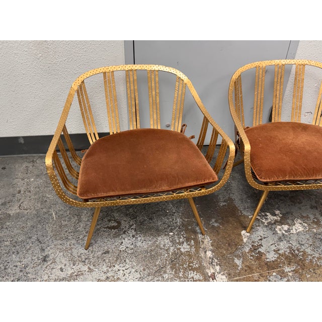 Cb2 Gala Gold Lounge Chairs, Pair. For Sale - Image 11 of 12