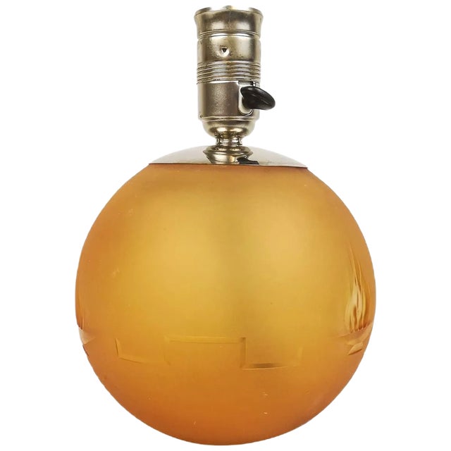 Art Deco Art Glass and Chrome Table Lamp, Sweden, 1930s For Sale