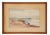 A beautifully painted serene coastal scene with gorgeous coloring. Displayed behind glass in a slightly worn beige mat and...