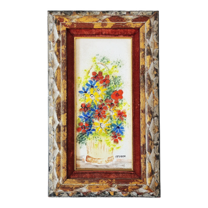 Mid Century Modern Raphael Esterida Enamel Floral Painting