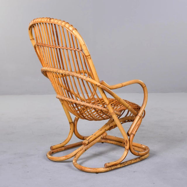 Rustic Vintage Italian Tito Agnoli Rattan Chair For Sale - Image 3 of 12