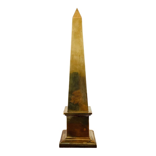 Vintage 1980s Brass Obelisk Statue Hollywood Regency Style For Sale