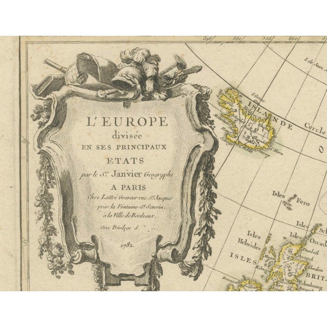 Europe Divided Into Principal States by Jean Denis Janvier, 1782 For Sale - Image 3 of 4