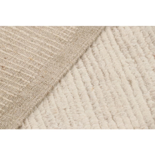 Textile Rug & Kilim’s Modern Textural Rug in Cream White Tones with Ribbed Stripes - 8x10 For Sale - Image 7 of 7