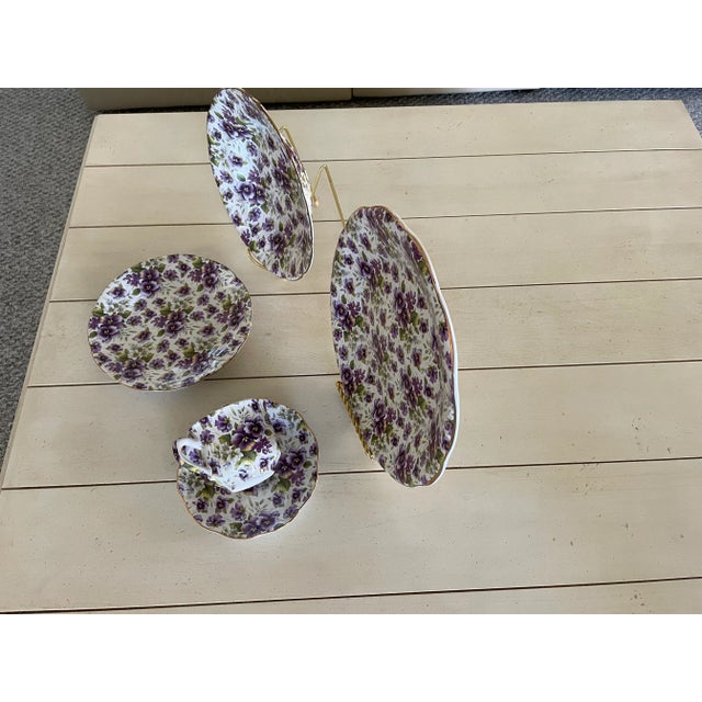 Victorian Vintage Formalities by Baum Brothers Pansys Chintz 20 Piece Service for 4 China For Sale - Image 3 of 11
