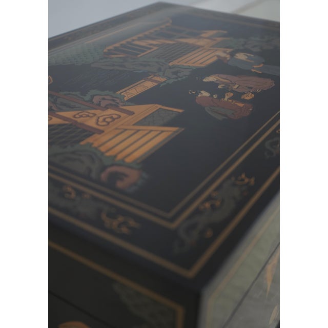 Drexel Chinoiserie Decorated Lift Top Box Stand For Sale - Image 10 of 17