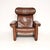 Set of Vintage Italian Leather Reclining Armchair and Ottoman, 1960s For Sale - Image 9 of 14