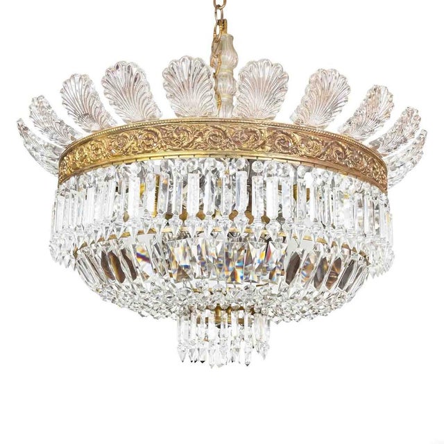 Large Italian Gilded Bronze and Crystal 6-Light Chandelier, 1960s For Sale - Image 12 of 16
