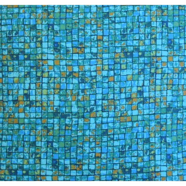 Turquoise, Green, Blue and Gold Mosaic Tile Feather/Down Pillow 18" Square For Sale - Image 4 of 7
