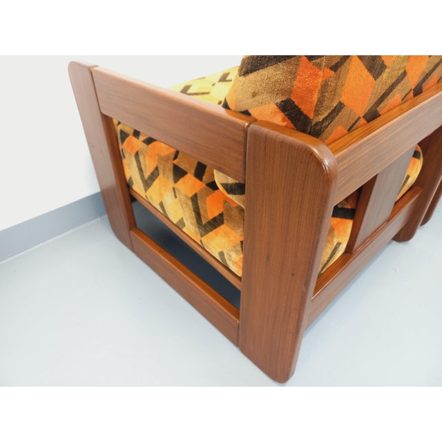 Set of Vintage Sled Chairs in Walnut and Velvet Fabric, 1970s For Sale - Image 17 of 18